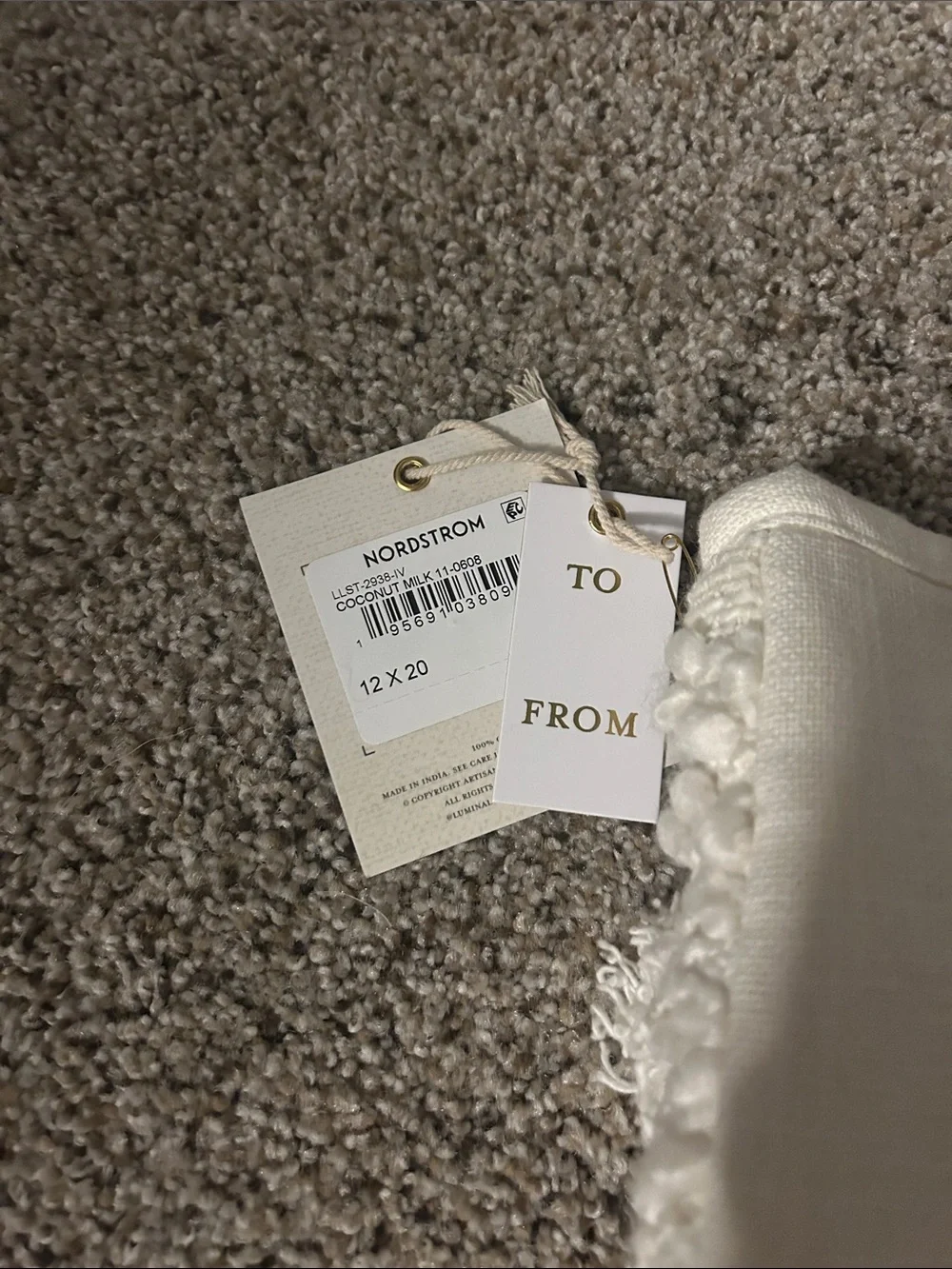 Multiple available Nordstrom Cream Textured Holiday Stocking with Layered Fringe
